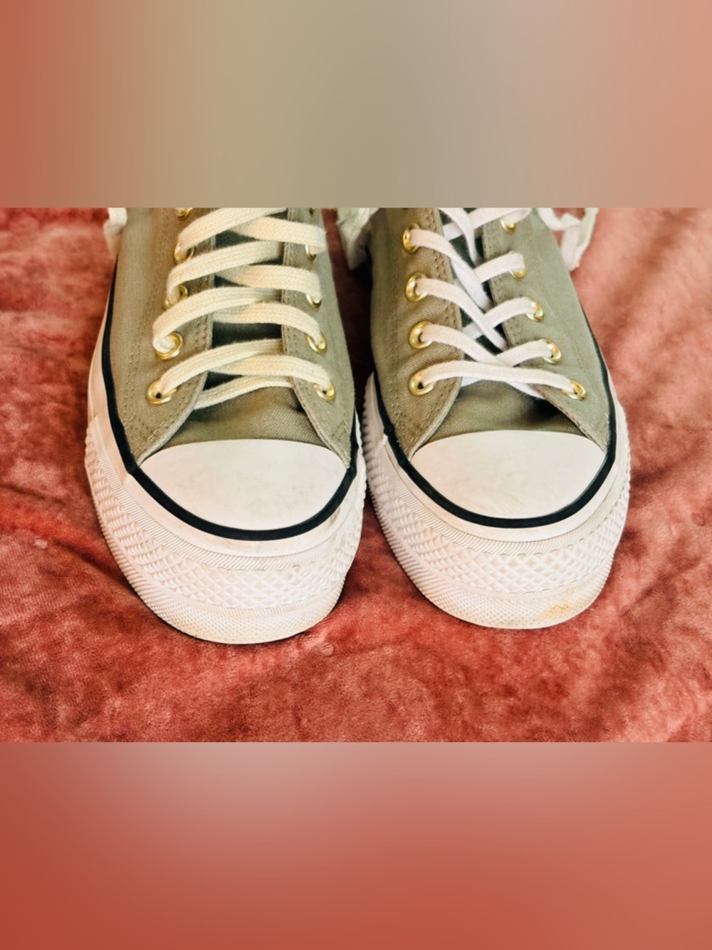 Converse All Stars Platform Low-Top Canvas Sneakers in Sage Green and White - Picture 6 of 9
